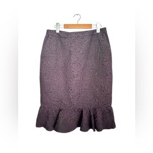 Marlowe made in Italy purple  Peplum Skirt Floral print  wool blend trumpet